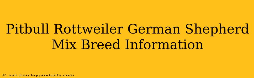 Pitbull Rottweiler German Shepherd Mix Breed Information