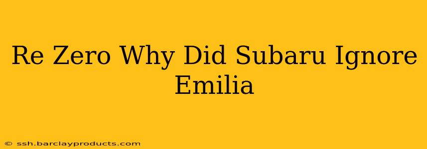 Re Zero Why Did Subaru Ignore Emilia