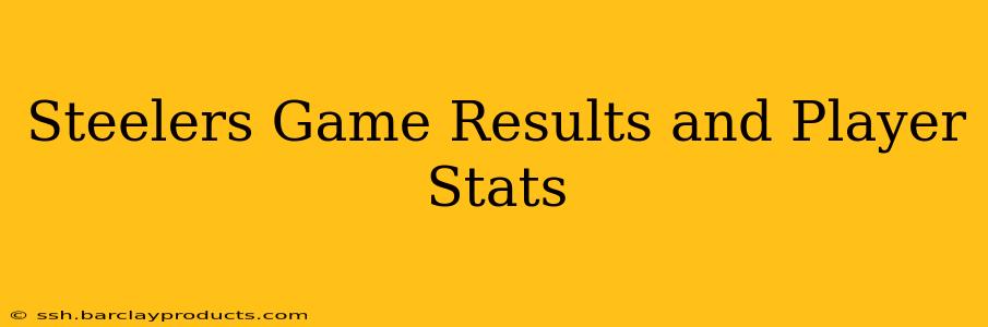 Steelers Game Results and Player Stats