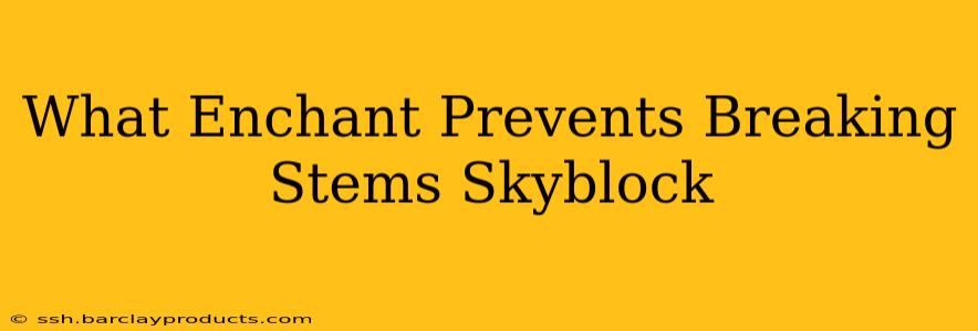 What Enchant Prevents Breaking Stems Skyblock